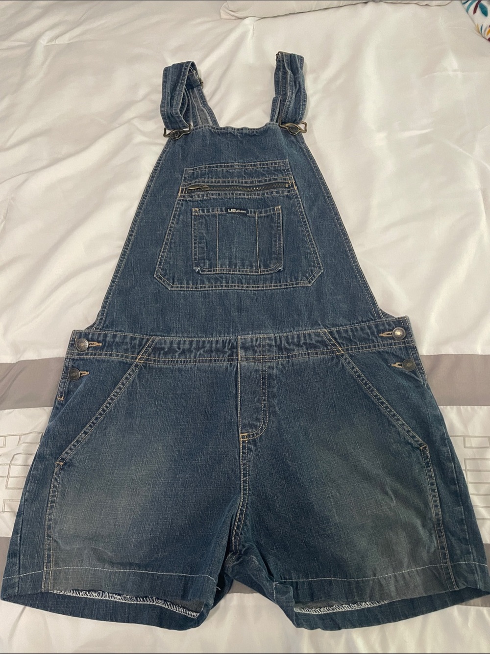 Union Bay Denim Short Overalls Romper - Blue